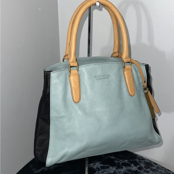 American Leather Co Lavina Convertible Satchel Glacier Lake Multi Blue AUTHENTIC - Picture 4 of 14